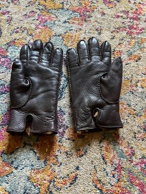 Dunhill- Men's Dark Brown Leather Winter Gloves